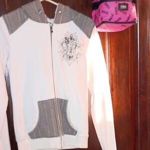 MISS MEWomen's White and Gray FLEECE LINED Hoodie